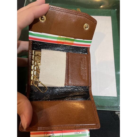 Le Pelican Calf Skin Genuine leather Brown coin wallet card 2 units vintage NEW - Picture 8 of 8